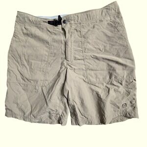 Mountain Hardwear Mens OM1880 Nylon Hiking Shorts Khaki Tan Large Belted Trail